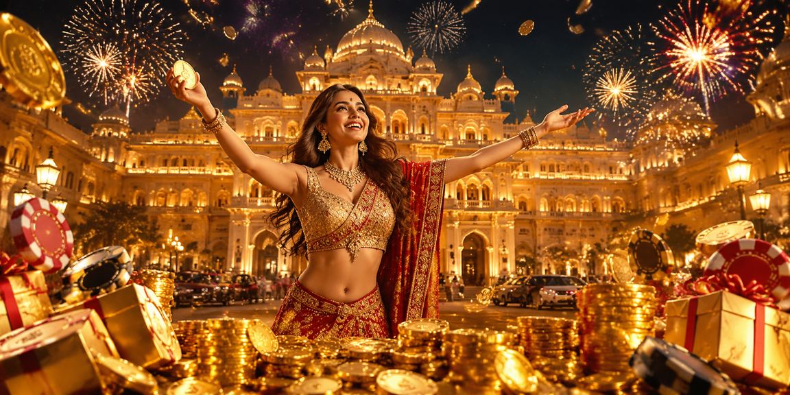 India model showcasing casino app promotions on smartphone